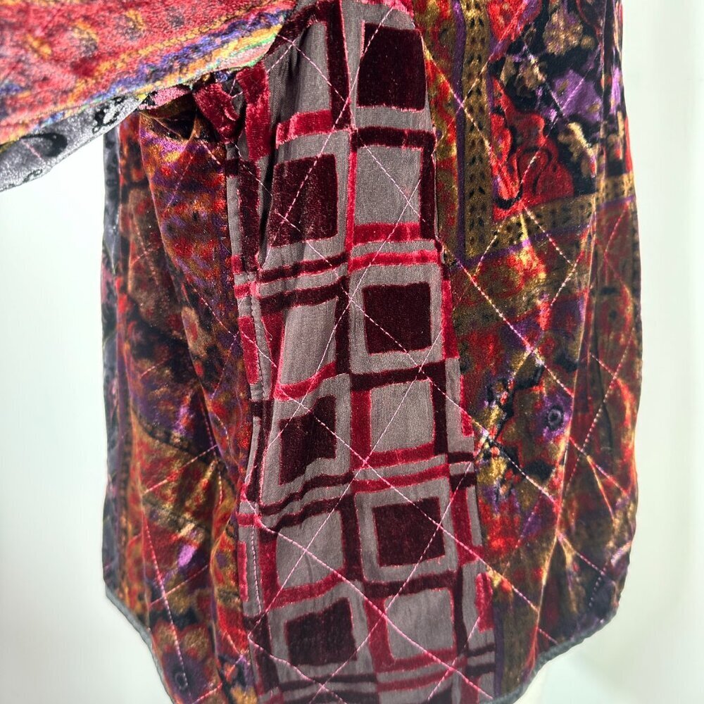 COLDWATER CREEK Velvet Blazer Floral Button Dark Romantic Holiday Boho PXL - Picture 8 of 13